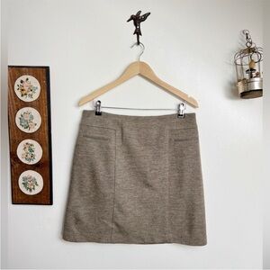Ann Taylor Wool Knit Knee Length Neutral Tan Skirt size 10